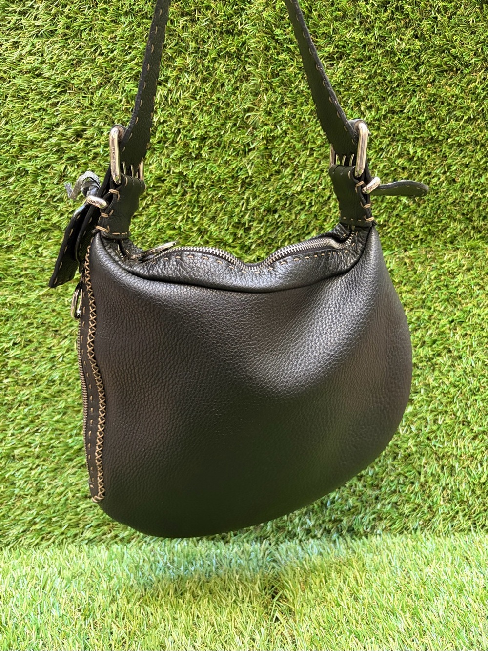 Classic Black Leather Shoulder Bag